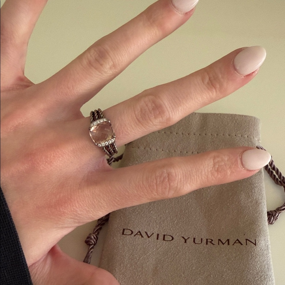 David Yurman Silver Ring with Clear Gemstone